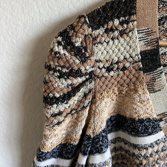 VERONICA BEARD Cecily Wool Blend Puff Sleeve Beige Cardigan Sweater Womens Large - Picture 6 of 11